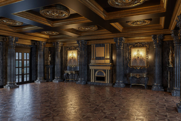 3D vykreslení interiéru sálu v klasickém stylu - Fotografie, Obrázek