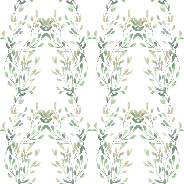 Spring foliage. Seamless pattern in a watercolor style. Background for fabric, wallpaper, postcards. - Foto, Bild