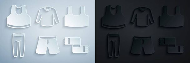 Set Short of broek, Onderhemd, Leggings, Winter sjaal, Trui en icoon. Vector - Vector, afbeelding