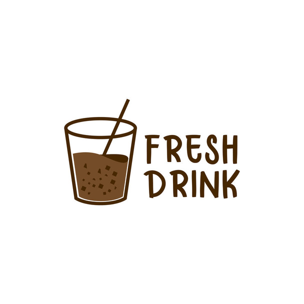 φρέσκια σοκολάτα ποτό πάγο με το λογότυπο γυαλί εικονίδιο διάνυσμα γραφική ιδέα εικονογράφηση του σχεδιασμού δημιουργική  - Διάνυσμα, εικόνα