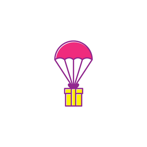 toy parachute with gift box logo symbol icon vector graphic design illustration idea creative  - Vector, Image