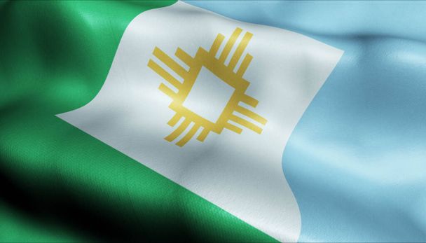 3D ilustrace vlnící se argentinské městské vlajky Resistencii - Fotografie, Obrázek