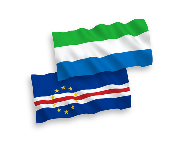 Národní vektorové vlnové vlajky republiky Cabo Verde a Sierra Leone izolované na bílém pozadí. 1 až 2 podíl. - Vektor, obrázek
