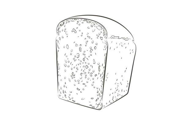 Vector sliced bread. The cut loaf of square toast bread for sandwich. Logo, icon. Sketch realistic line vintage illustration - Вектор,изображение