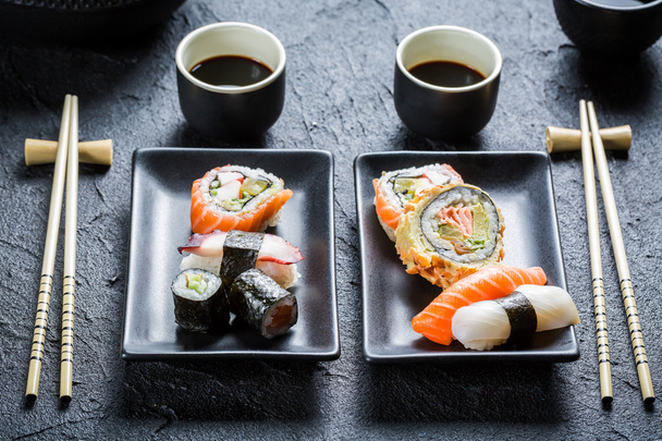 Closeup of sushi for two people - Foto, imagen