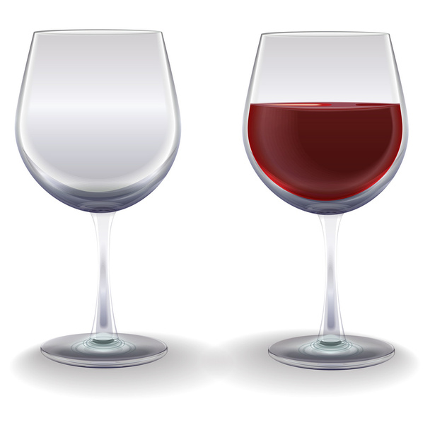 Бокалы для вина на белом фоне
 - Вектор,изображение