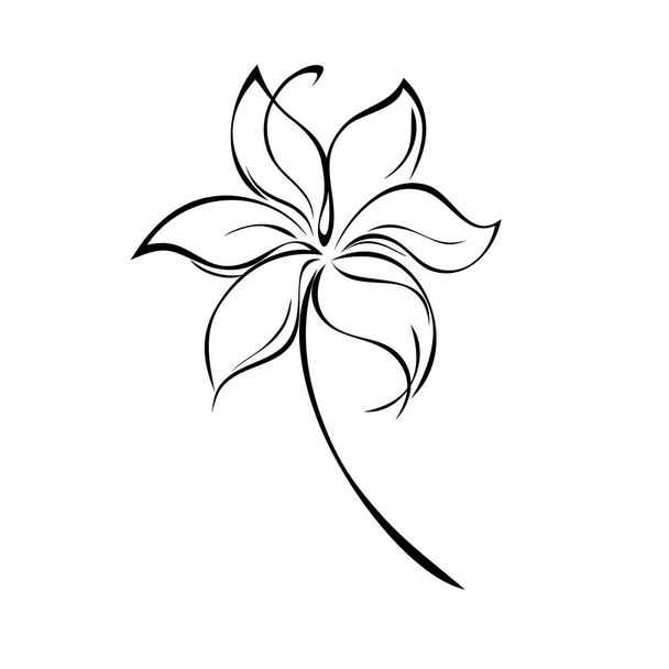 one stylized blooming flower on a short stalk without leaves. graphic decor - Vector, Imagen