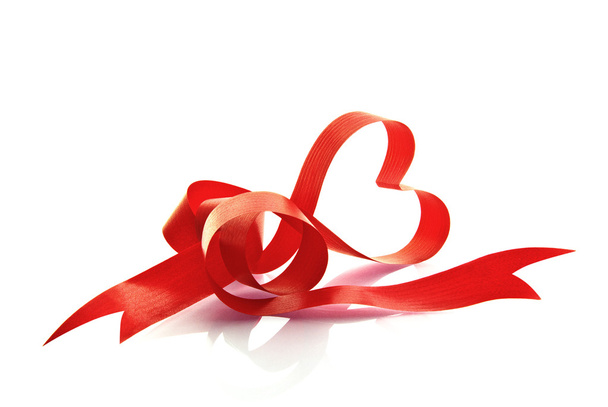 The red ribbon in the form of the heart - Photo, Image