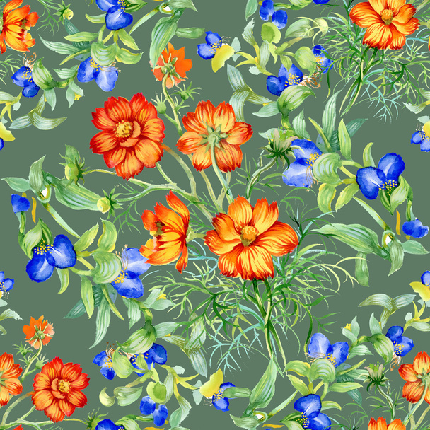 Wild flowers seamless pattern - Zdjęcie, obraz