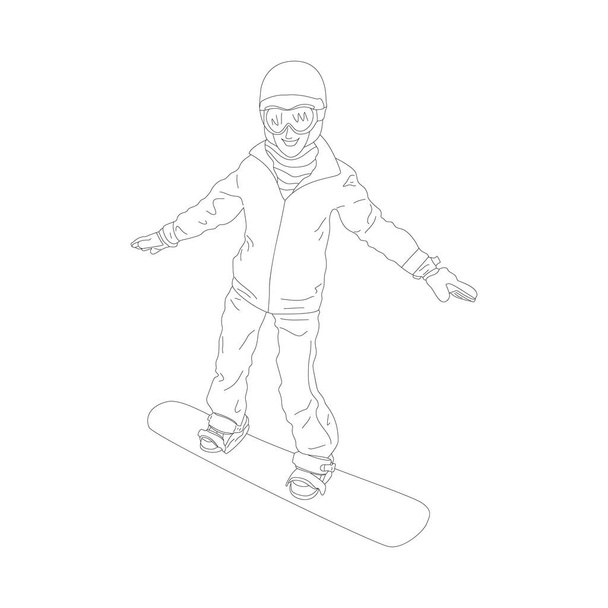 Snowboarder elszigetelt fehér background. - Vektor, kép