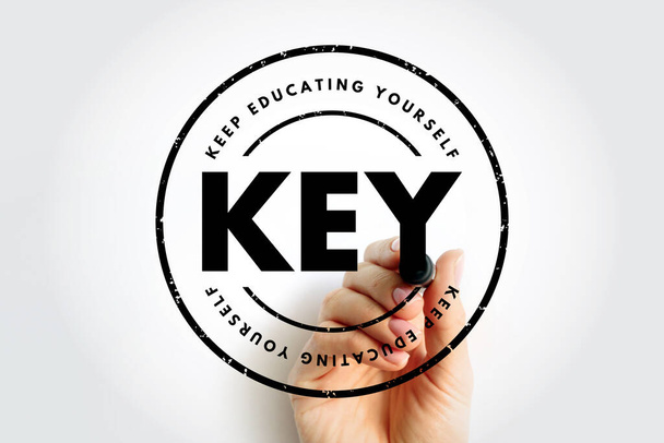 KEY - Keep Educating Yourself acronym with marker, education concept background - Fotó, kép