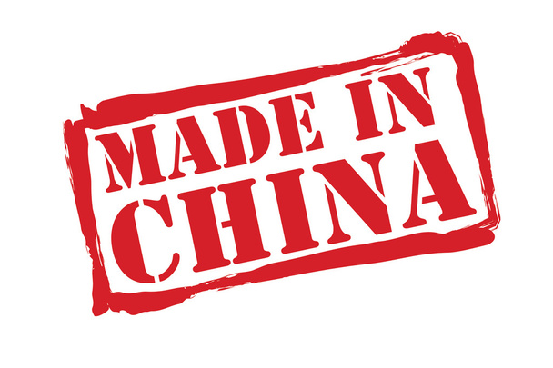 MADE IN CHINA vetor de carimbo de borracha vermelha sobre um fundo branco
. - Vetor, Imagem