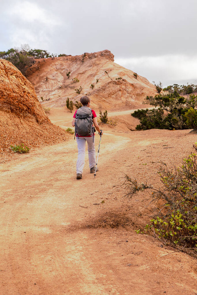 ラ・ゴメラ島の女性ハイキング - 写真・画像
