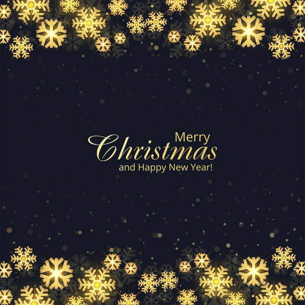 Golden snowflakes decorative christmas background - Вектор,изображение