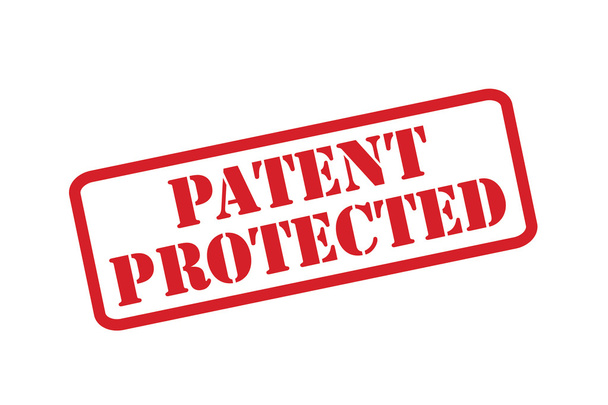 Patent geschützter roter Stempelvektor über weißem Hintergrund. - Vektor, Bild