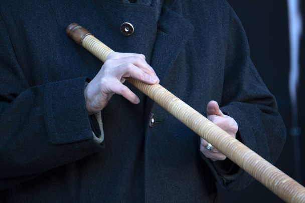 Wood mountain traditional horn musical instrument close up - Valokuva, kuva