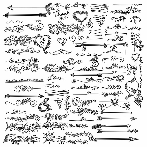 Hand draw doodle decorative set design - Vector, Image