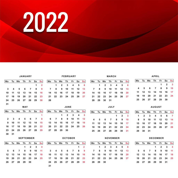 Schöne Welle Stil 2022 Neujahr Kalender-Design - Vektor, Bild