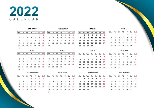 Abstract 2022 nuovo anno modello di calendario design - Vettoriali, immagini