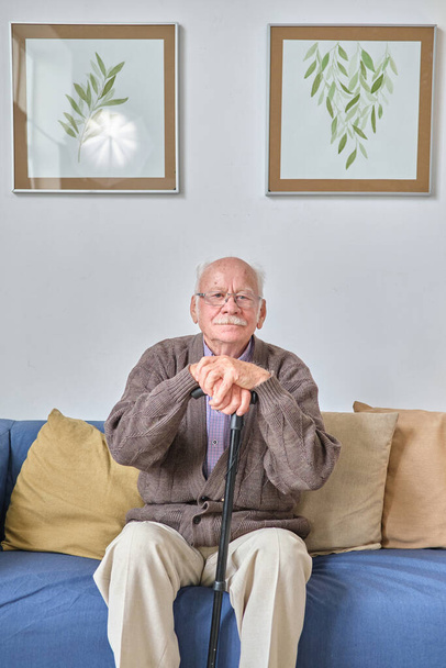 Starszy mężczyzna spoczywający na sofie - Zdjęcie, obraz