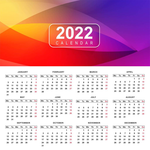 Abstract 2022 new year calendar template design - Vector, Image