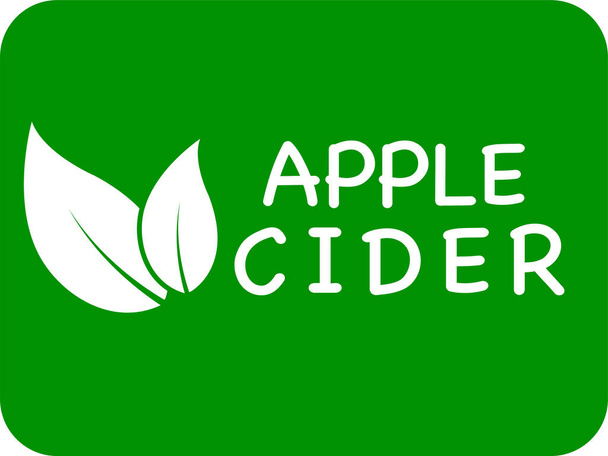 Яблочный сидр векторный логотип или значок, зеленый фон - Вектор,изображение