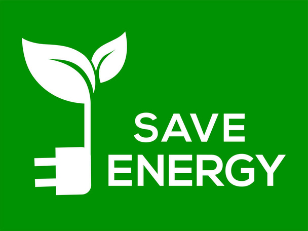 Логотип вектора энергии Save, зеленый фон Save energy логотип или значок - Вектор,изображение