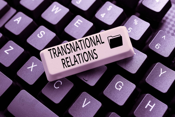 Szöveg megjelenítése Transznacionális kapcsolatok. Üzleti koncepció Nemzetközi Globális Politika Kapcsolat Diplomácia Adatbevitel és gépelés, Online értékesítés Honlapon történő közzététel - Fotó, kép