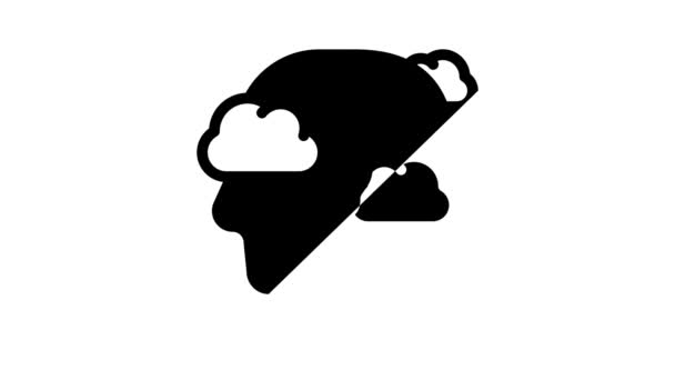 fliegen in Wolken Neurose Linie Icon Animation - Filmmaterial, Video