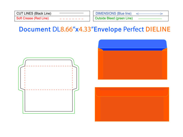DL 8.6x4.33 incelenen belge dizin şablonu ve 3D zarf kolayca yeniden boyutlandırılabilir - Vektör, Görsel