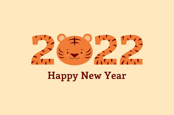 2022 design de ano novo chinês com tigre bonito - Vetor, Imagem
