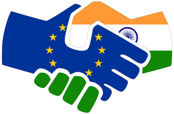 EU - India : Handshake, symbol of agreement or friendship - Photo, Image