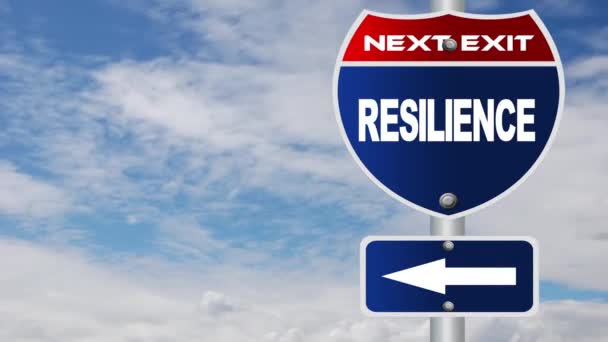 Resilience road sign with flowing clouds - Footage, Video