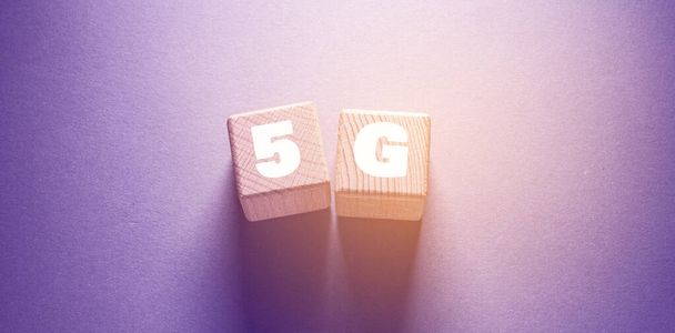 5G Word Written on Wooden Cubes - Photo, Image