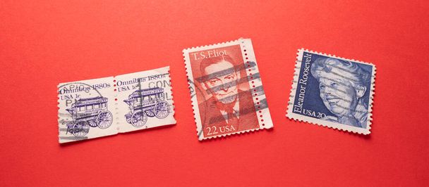 Kandy, Sri Lanka - 20 December 2020: Stamps From USA in Kandy stamp exhibition - Photo, Image