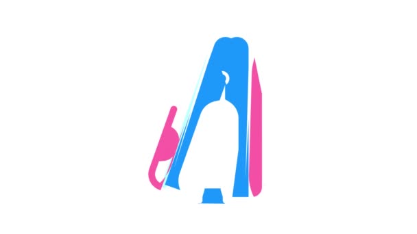 herramienta de papelería anti-grapadora animación icono de color - Metraje, vídeo