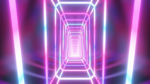 Abstract Retro Futuristic Neon Laser Glow Tunnel Hallway 3D Corridor - Abstract Background Texture - Photo, Image