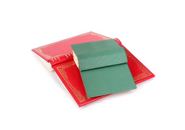 Red and green books isolated on a white background - Photo, Image