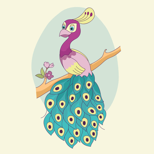 Illustration with vector peacock bird. - Vektor, Bild