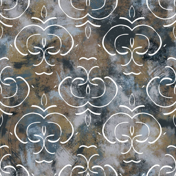 Kusursuz nötr ten ve baskı için beyaz sıkıntılı grungy motif yüzey desen tasarımı - Fotoğraf, Görsel
