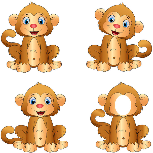 4 monkeys in various ways. - Вектор,изображение