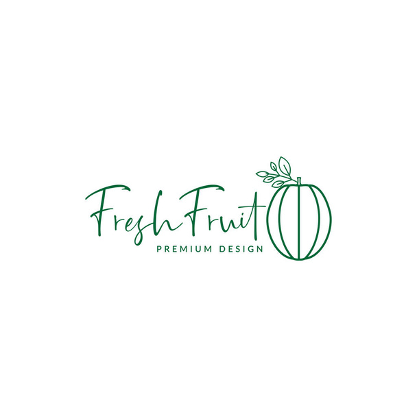 line fresh fruit green simple logo symbol icon vector graphic design illustration idea creative  - ベクター画像