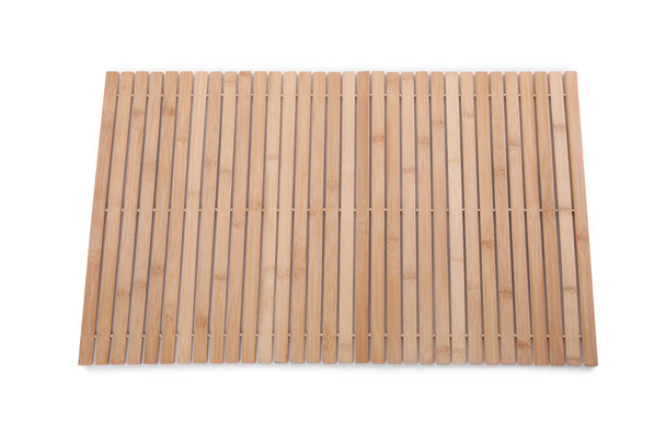 Bamboo rug isolated on white. Bath accessory - Foto, Imagem