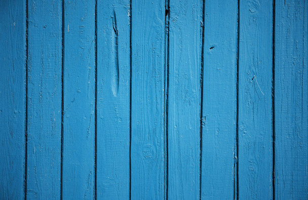 old wooden wall, blue background - Foto, imagen