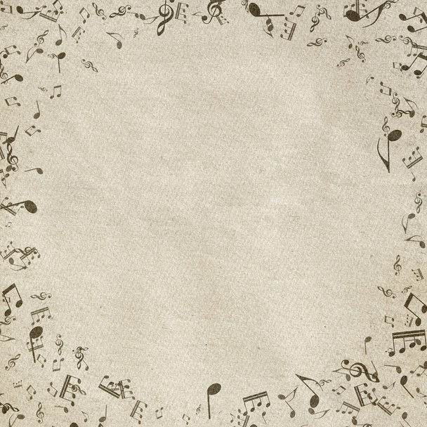 Grunge fondo musical. Textura de papel viejo, notas musicales. - Foto, Imagen
