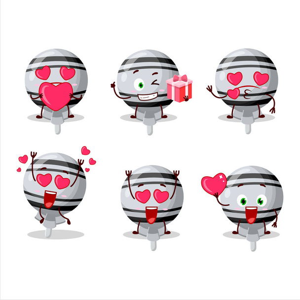 White lolipop wrapped cartoon character with love cute emoticon. Vector illustration - Vector, Image
