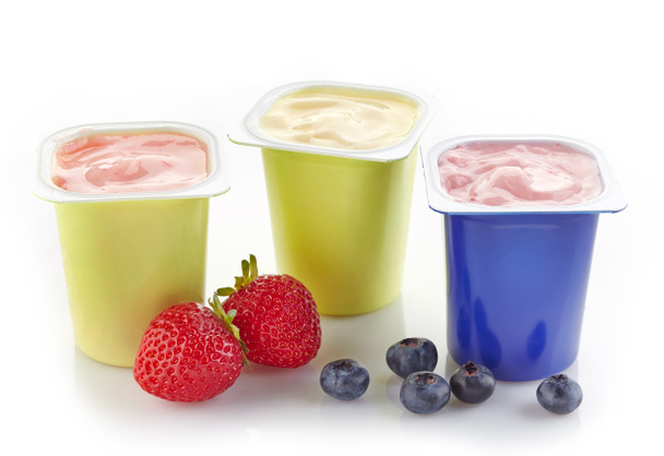 különböző műanyag joghurt edények - Fotó, kép