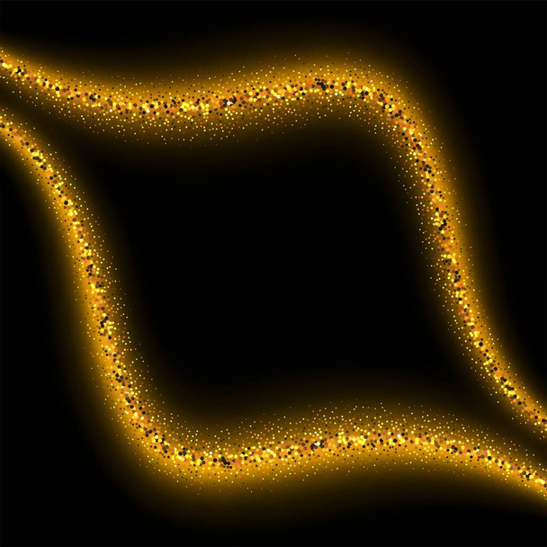 黄金の粒子の波の背景を持つ豪華な背景 - ベクター画像