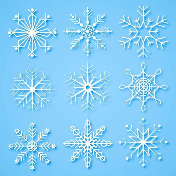 Feliz Navidad copos de nieve creativos conjunto de fondo - Vector, imagen