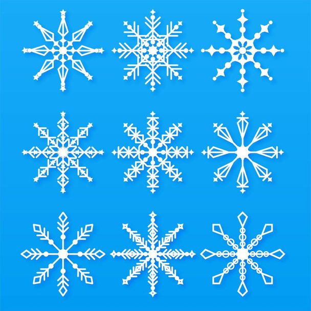メリークリスマス雪片セット要素ベクトル - ベクター画像